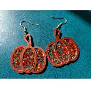 Pumpkin Earrings Dangle Drop Dangling Ladies Fall Thanksgiving Halloween Jewelry
